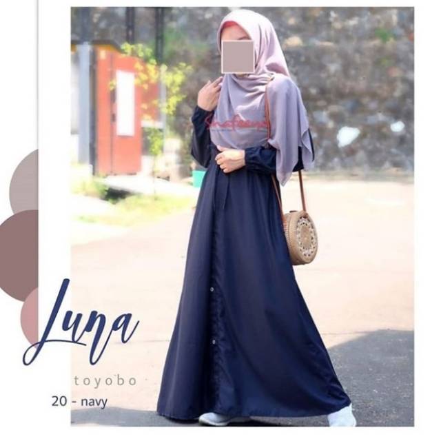 LUNA DRESS TOYOBO 20 NAVY BY SHAFEEYA