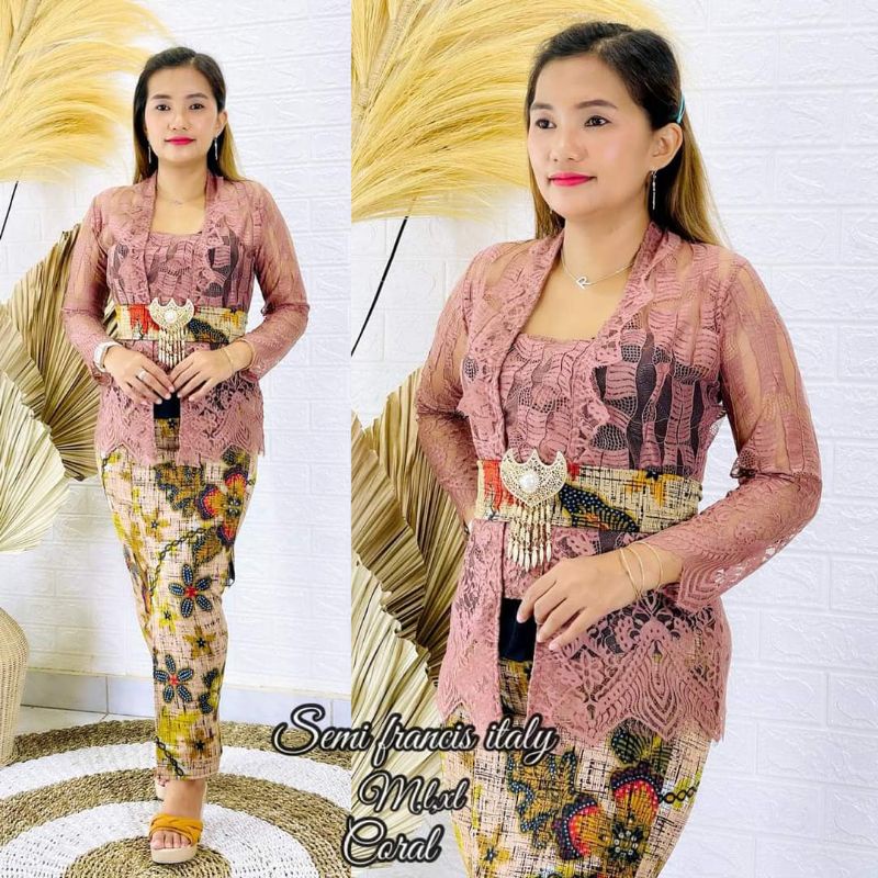 Setelan Set Kebaya brokat brukat kutubaru kutu baru wisuda encim jadi bali jumbo kartini jawa modern