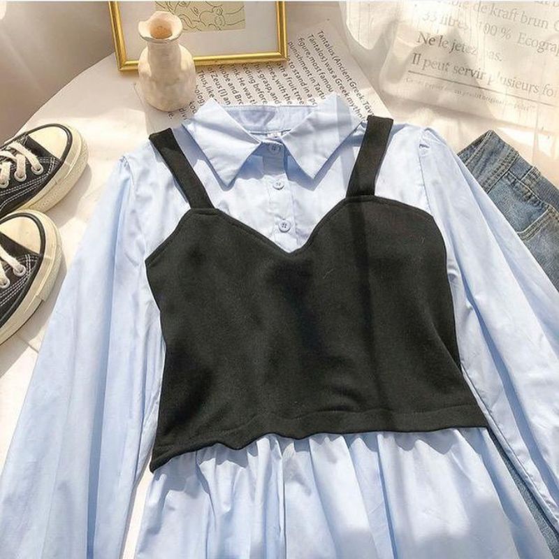 Melda atasan wanita - blus kerja - blus muslim-  blus jumbo - atasan blouse - kemeja jumbo - blus kekinian - blus korean style - blus big size - ukuran S-M-L-XL-XXL-XXXL-Biru