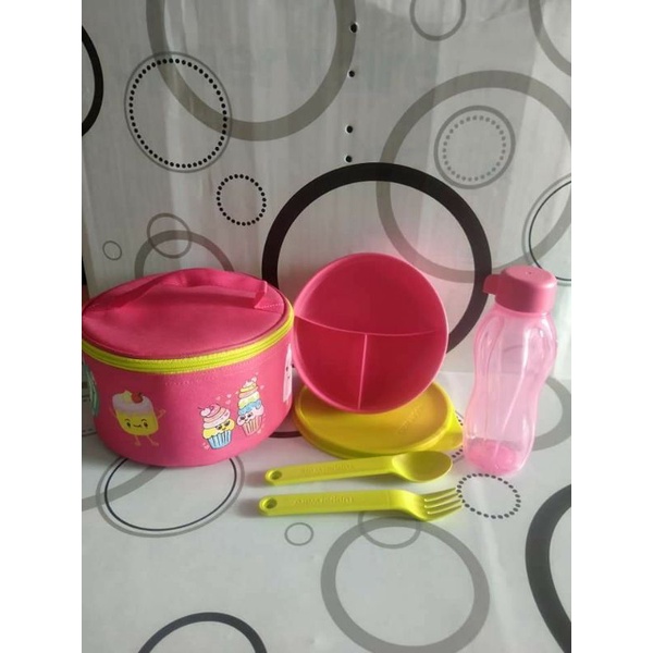 tupperware pink sweety lunch set