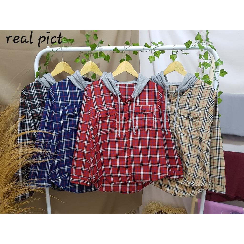 KEMEJA KOTAK BB ATASAN WANITA DENGAN HODIE/KEMEJA BASIC/KAMEJA WANITA-4