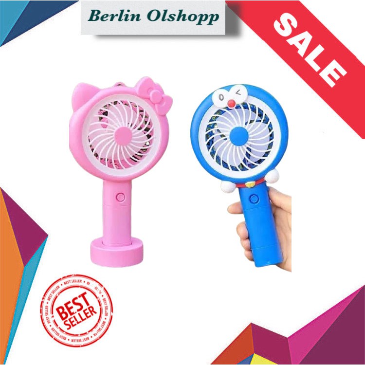 Kipas Mini Fan Karakter Portable With LED Light