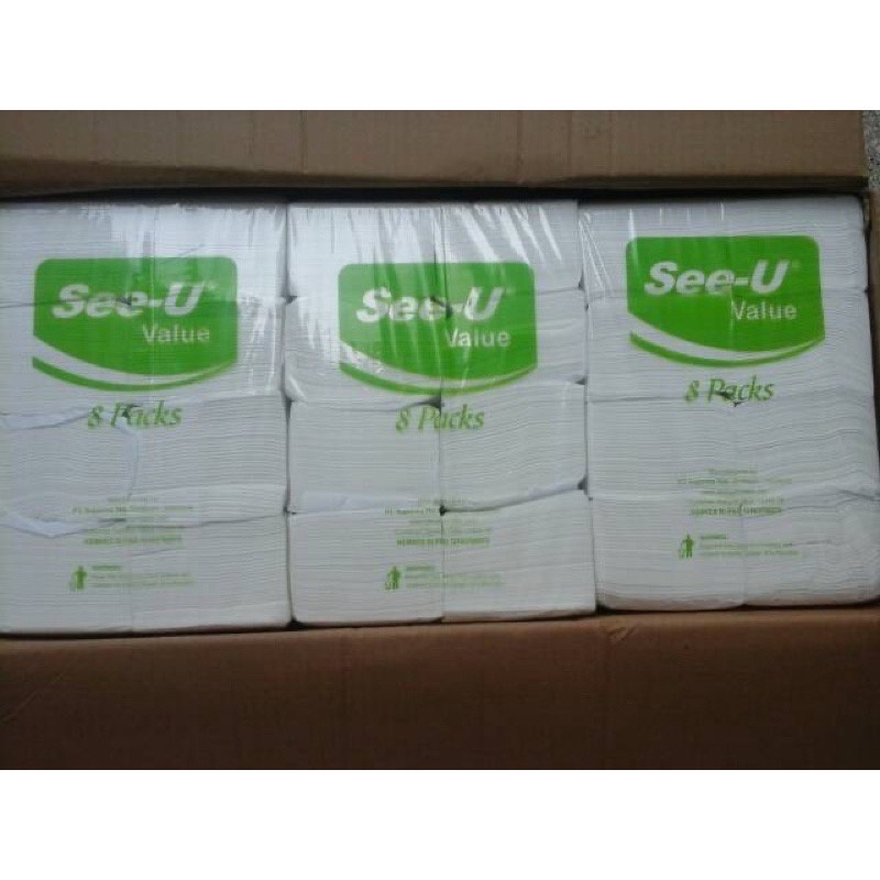 SEE-U SEE U POP Up 8 in 1 Multipurpose Tissue Facial 1 Pack 8 pcs Tisu Meja Mini tisu restoran multipack