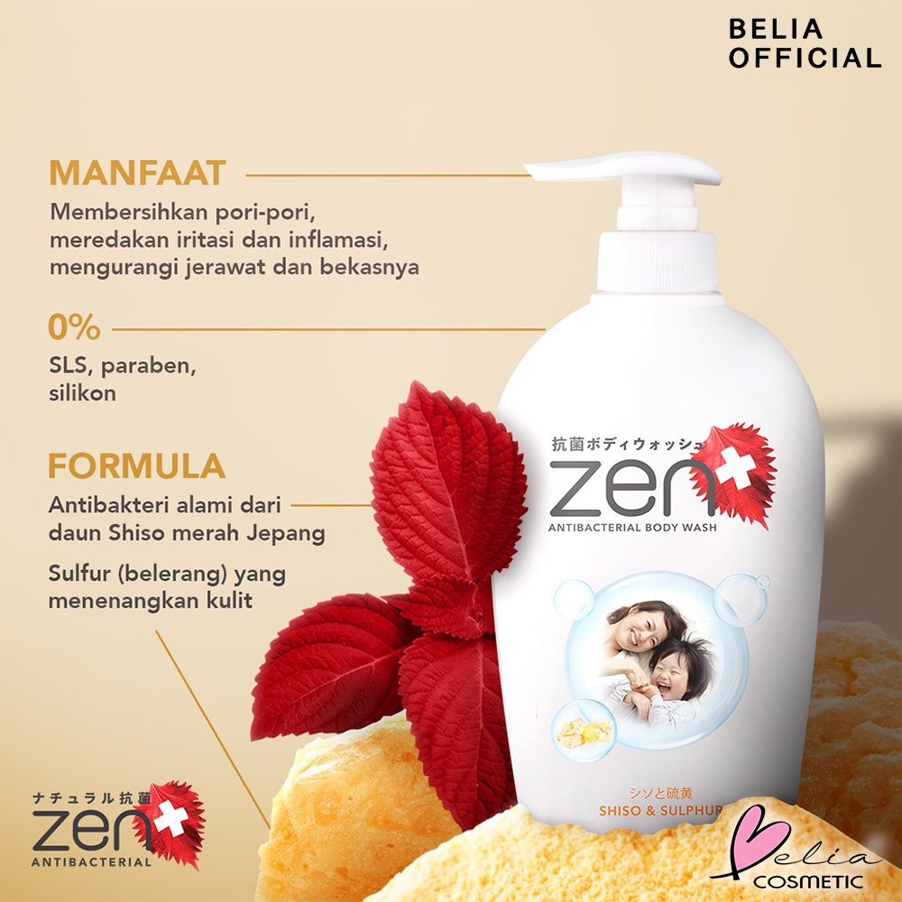 ❤ BELIA ❤ ZEN Antibacterial Sabun Cair Refill &amp; Pump Series 400 ml 500 ml | Sabun Cair | Sabun Mandi | Shinzui | BPOM