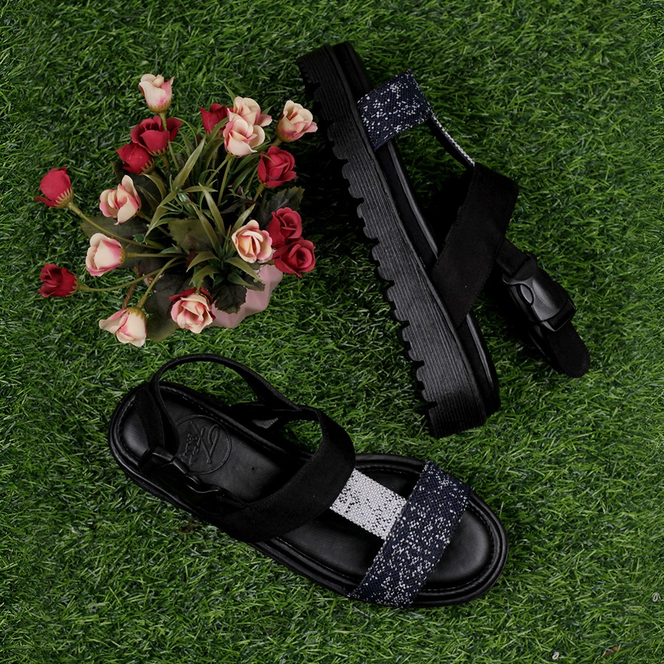 Xelena Navy | Sandal Slide Platform Simpel Wanita/Cewek/Women Sandals Footwear | FORIND x Favshoes