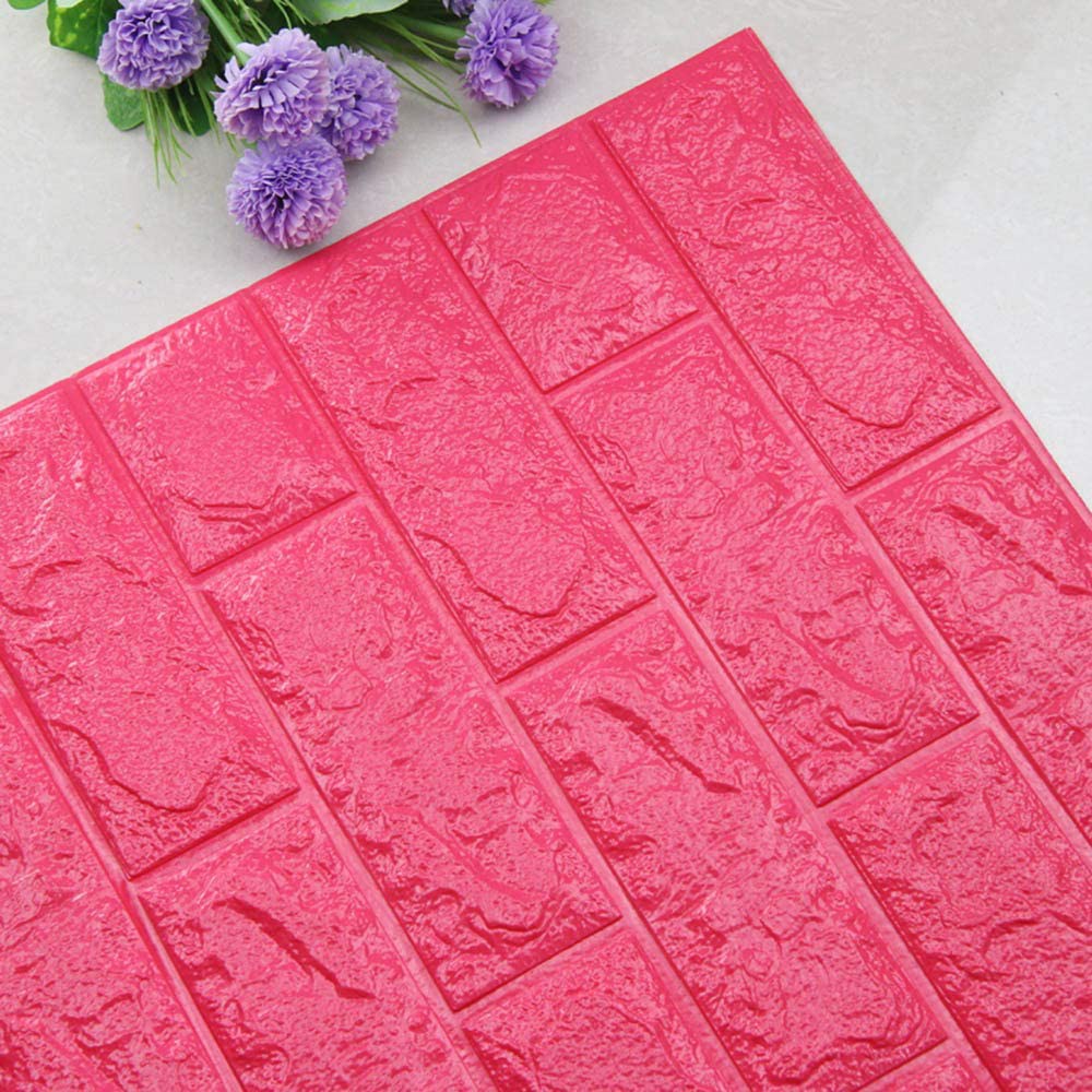 WALLPAPER BATU BATA 3D FOAM PANEL WALLFOAM 70X77 CM·HIGH QUALITY STIKER DINDING KERTAS DINDING BATA-rose pink