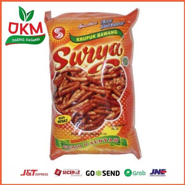 

Krupuk Bawang SURYA khas makassar 450 gr pedas Kripik Surya