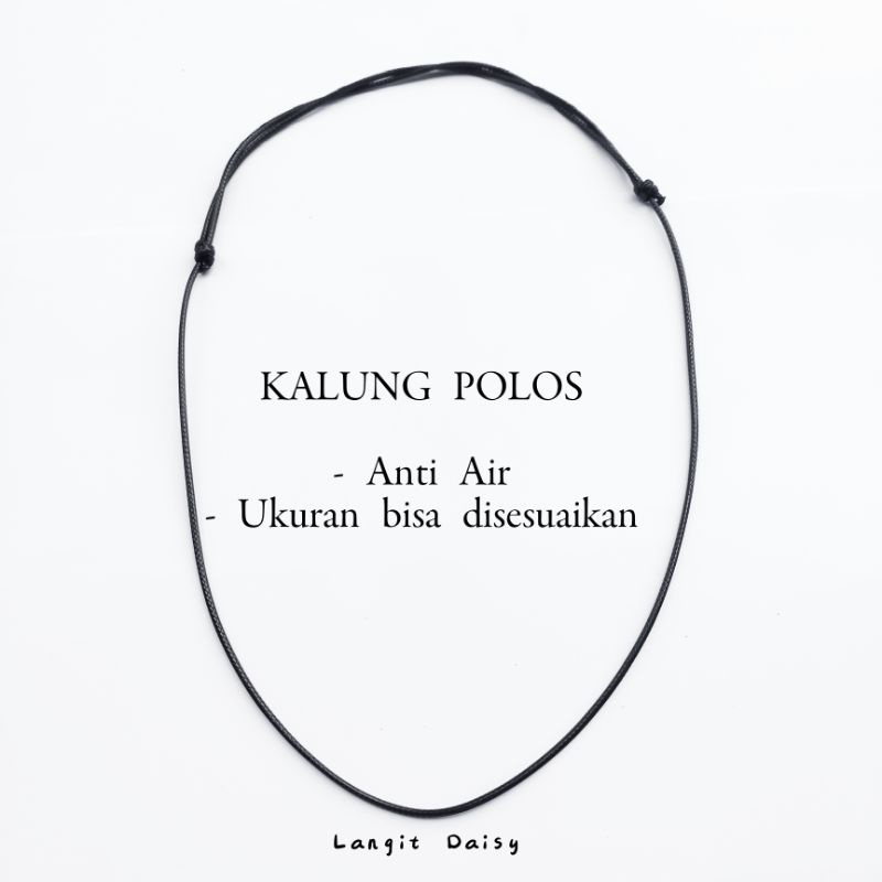 Kalung Tali Hitam Polos Waterproof Anti Air Cowok Cewek Tipis Tebal Kuat Kasual Vintage Minimalis