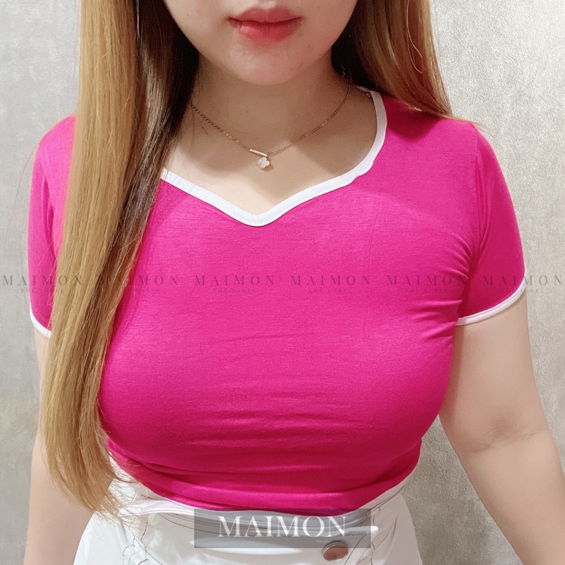 Bis Vneck Crop Top | Atasan Lengan Pendek Korean Fashion | Maimon Grosir