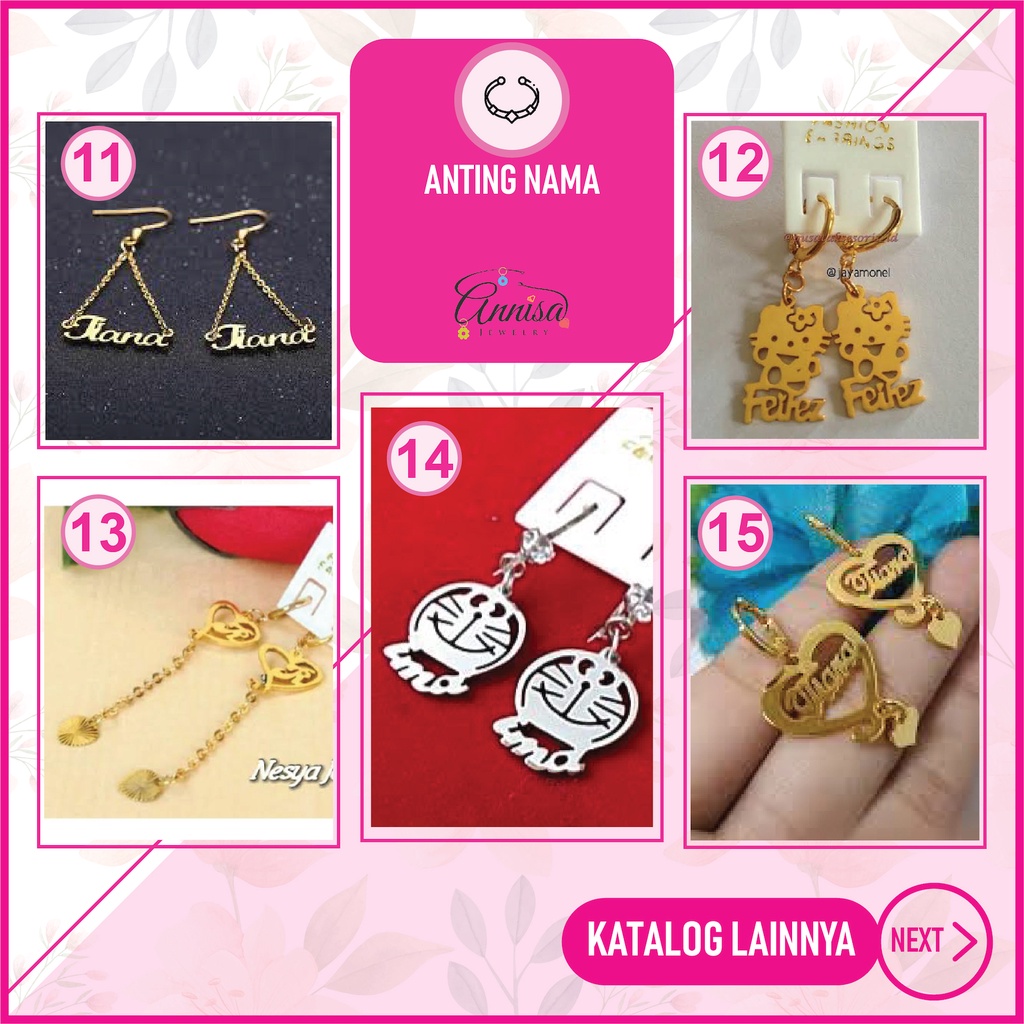 Anting nama gold Handmade by Annisa Jewelry