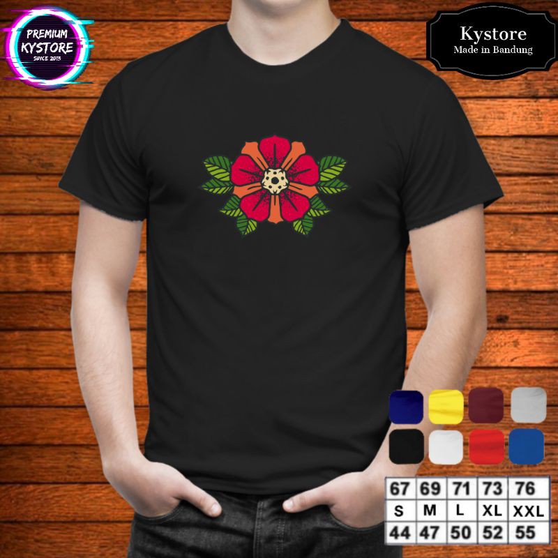 Kaos dewasa motif Flower, Bahan Cotton Combad 30s - S,M,L,XL,XXL