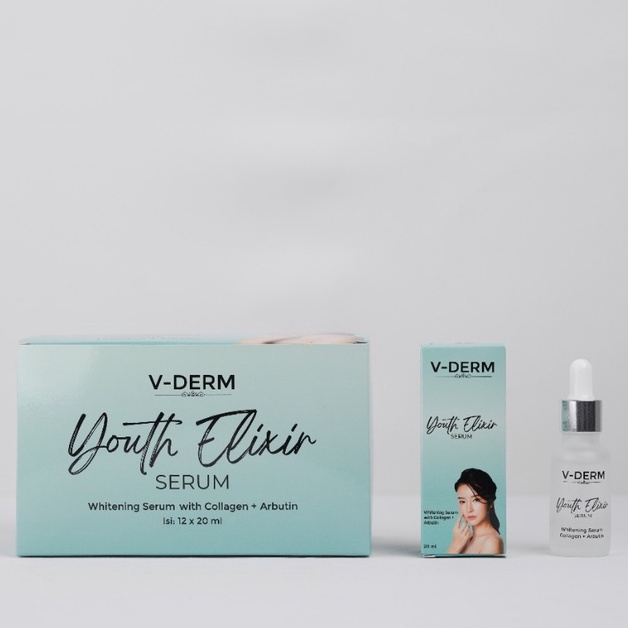 Paket Reseller V-DERM Youth Elixir Whitening Serum with Collagen + Arbutin (12 pcs)