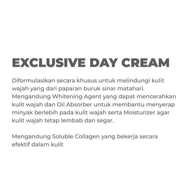 Exclusive Day Cream Benings Skincare by Dr Oky (Benings Clinic) Sodium Lactate, Soluble Collagen