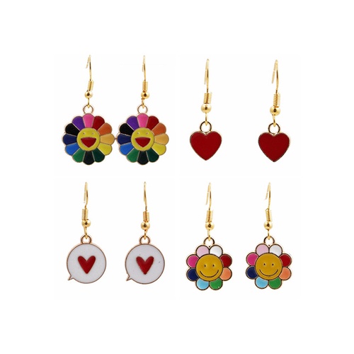 LRC Anting Gantung Fashion Love Sunflower Love Drop Earrings K83017