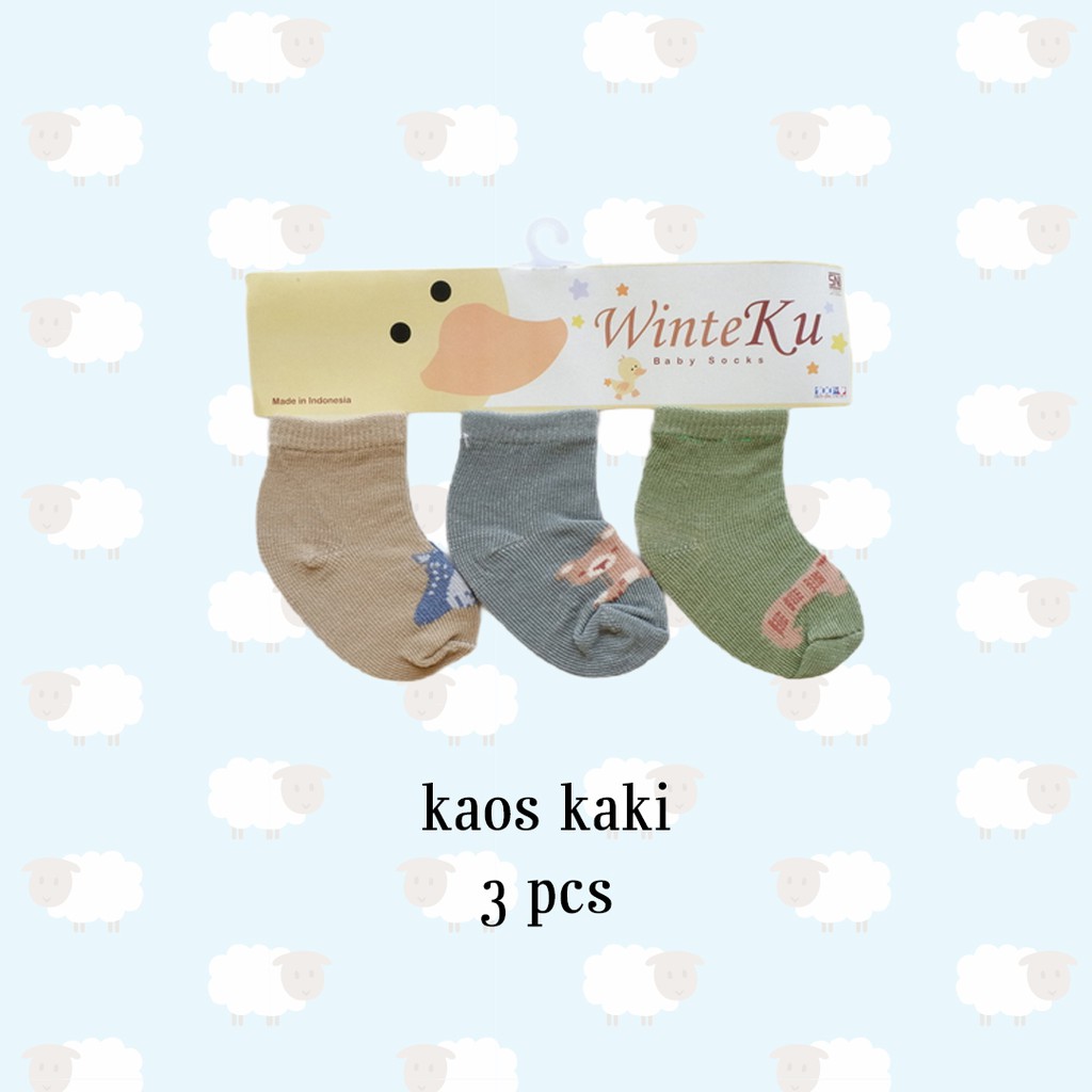 ISI 3 PASANG Winteku Baby Socks | Kaos Kaki Bayi Cewek Cowok