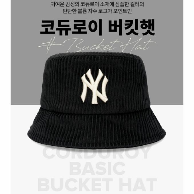 MLB 100% ORIGINAL CORDUROY BUCKET HAT - BLACK