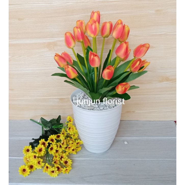 bunga tulip artificial pot tawon besar/bunga tulip palsu/tulip plastik/tulip hiasan dekorasi