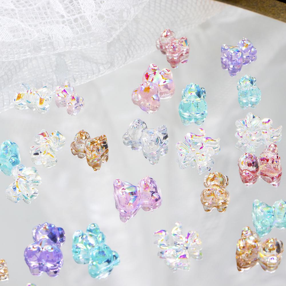 Timekey 88pcs Manikmanik Kristal Aurora Flatback 3D 3 Ukuran 5 Model Untuk Dekorasi Nail Art A4K5