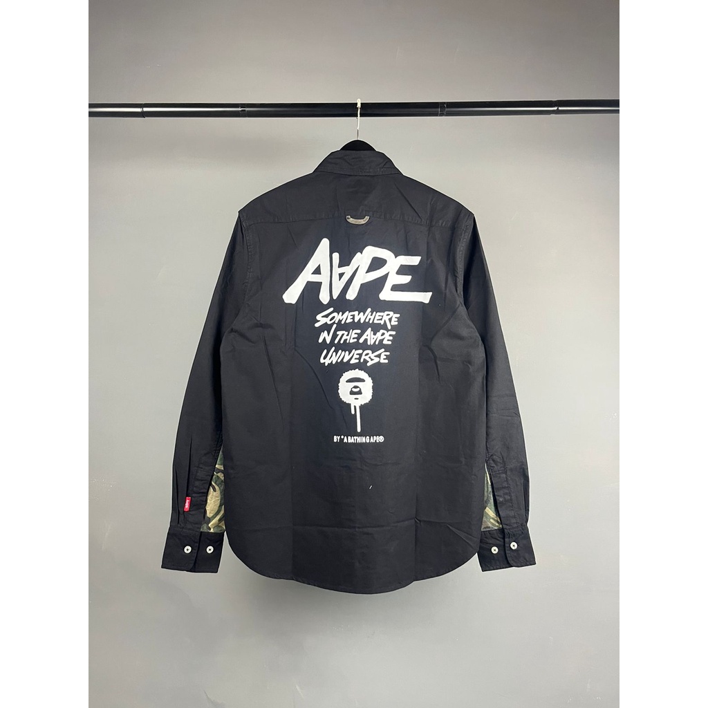 kemeja bape mirror / hem bape mirror / kemeja panjang bape mirror / kemeja panjang pria / kemeja len