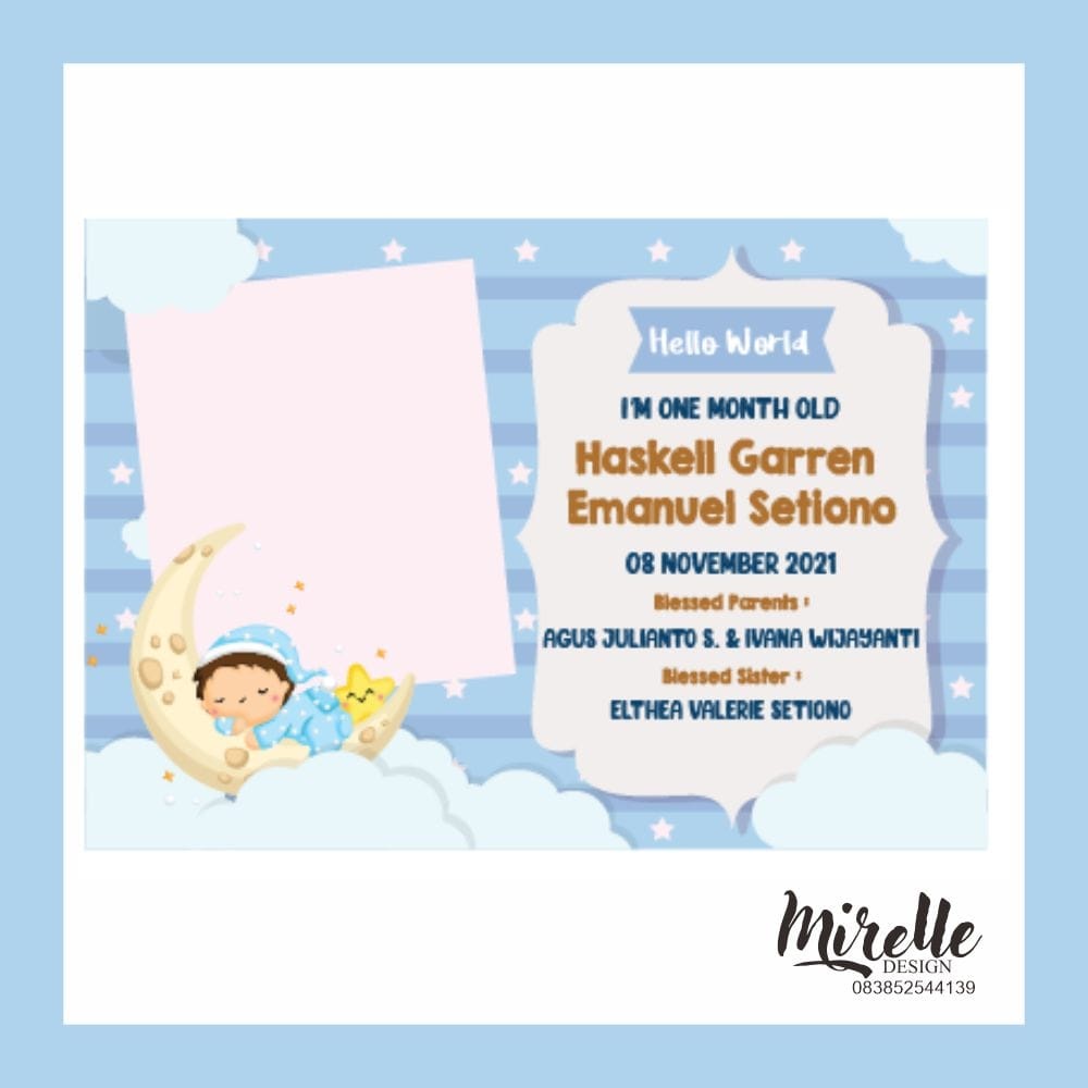 

Kartu / Stiker ucapan 1 Bulan A6 A01 - Baby 1 month card