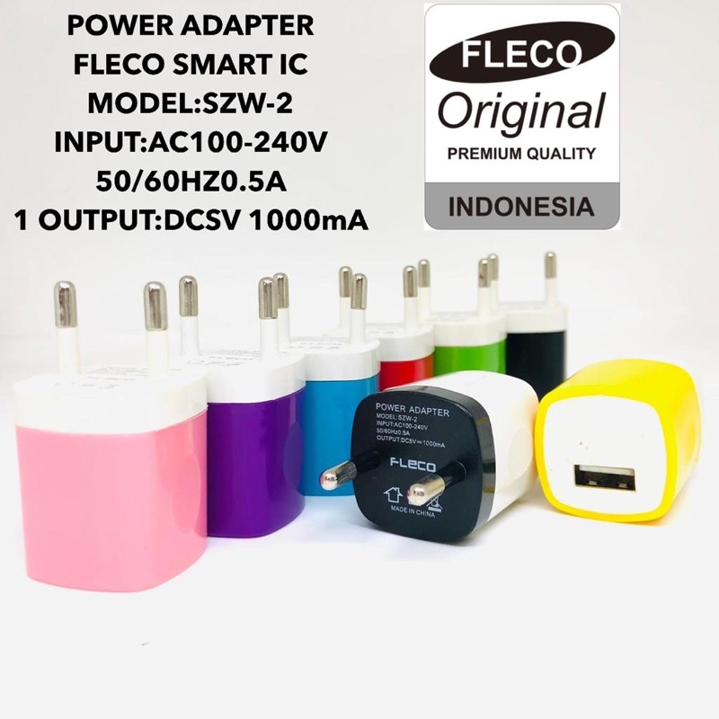 Power Adapter Fleco Smart IC Model SZW-2 Input:Ac100-240V 50/60HZ0.5A Output:DCSV 1000Ma Promosen