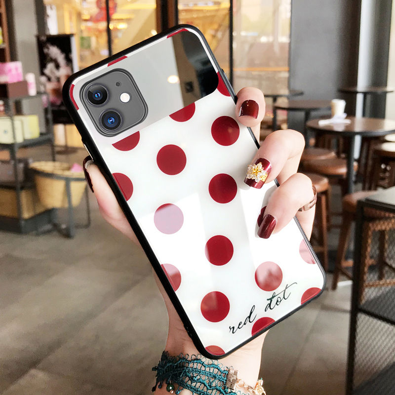 Casing Silikon IPhone 7 8plus XS Xr 11 promax 12 promax Motif Hati Warna Merah