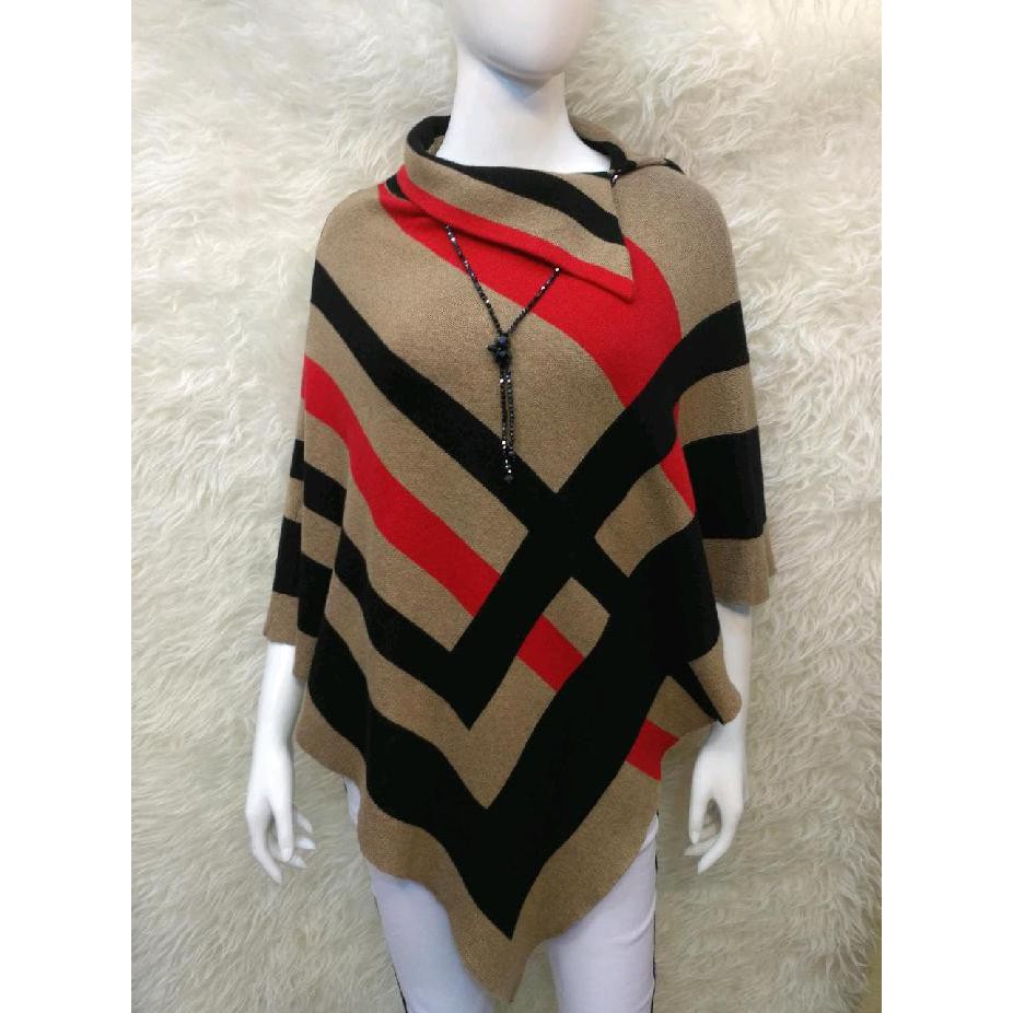 KUALITAS BAGUS PONCO KERAH OUTER SWEATER WANITA RAJUTAN IMPORT JAKET MANTEL FASHION KEKINIAN