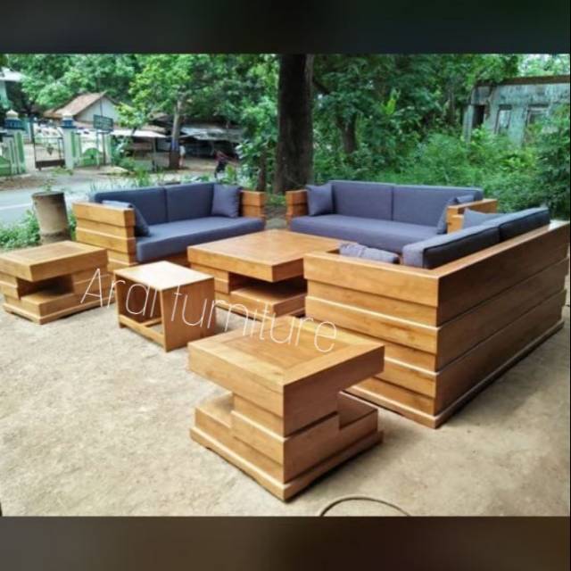 Meja kursi tamu sofa box kursi tamu besar minimalis jati  meubel jepara