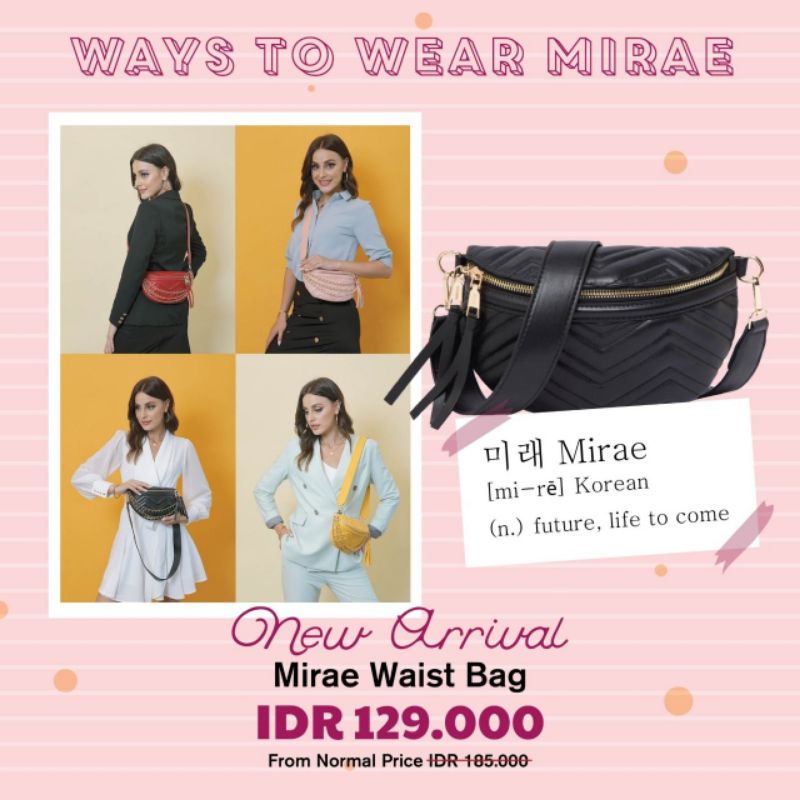 MIRAE WAISTBAG JIMSHONEY TAS 4 IN 1, TAS SELEMPANG PINGGANG TENTENG SHOULDER SIMPLE