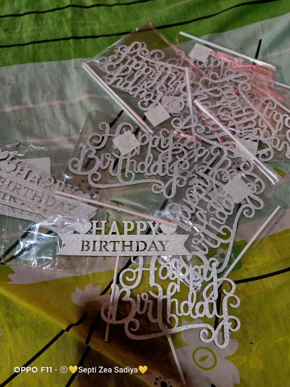 Grosir Per 10 Pcs - Cake Topper Hbd Glitter