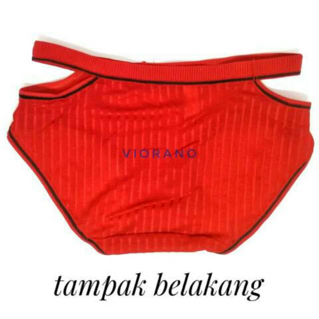 Celana Dalam Wanita Catton Salur V718 Pinggang Terbuka Sexy SuperSoft / Cd Cewek Brief Import Pita