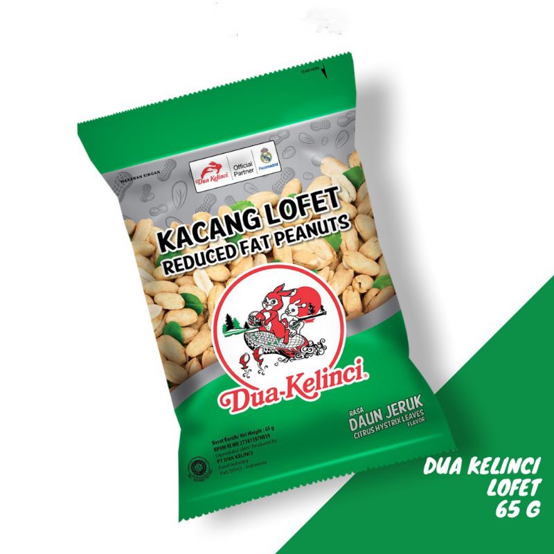 

Dua Kelinci Lofet Kacang Rasa Daun Jeruk 65 gram