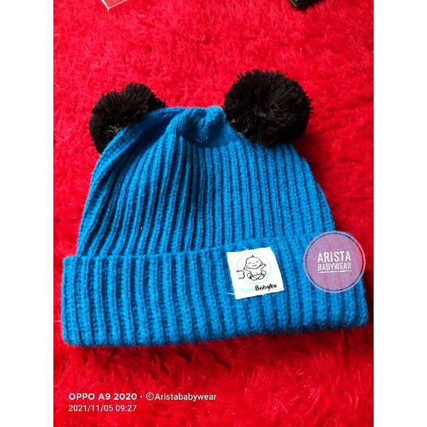 BABYKU - topi/kupluk bayi rajut pompom