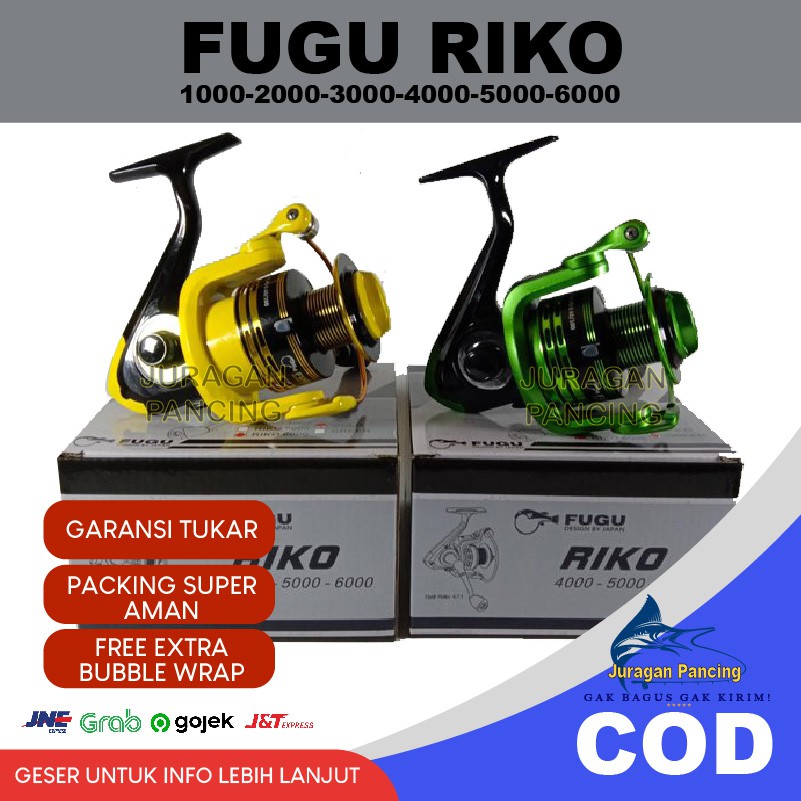 FISHING REEL FUGU RIKO UKURAN 1000 - 2000 - 3000 - 4000 - 6000 - 8000 SPOOL ALUMUNIUM ORIGINAL