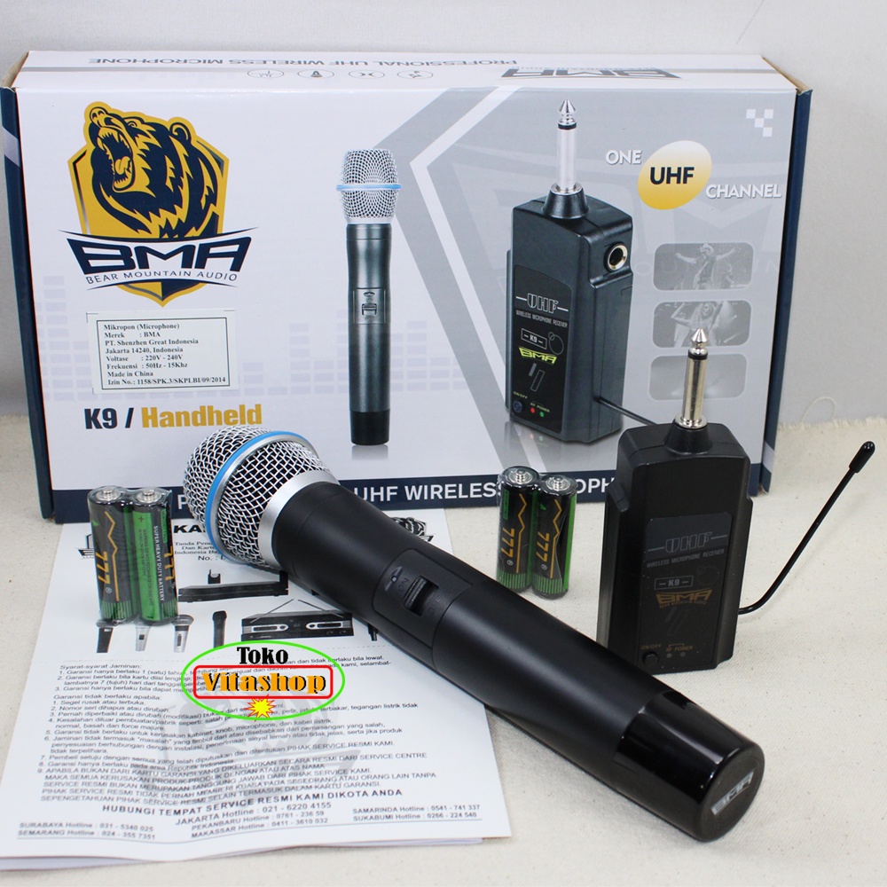 Microphone Wireless BMA-K9 Mic Werles Original / Mikrofon Karaoke Asli Bergaransi