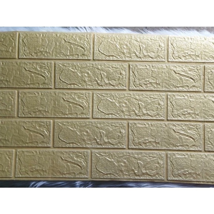 Wallpaper Dinding Foam 3D Kecil Motif Batu Bata / Wallpaper Dinding Foam GM509 / 521 [1KG=26PCS]-GOLD