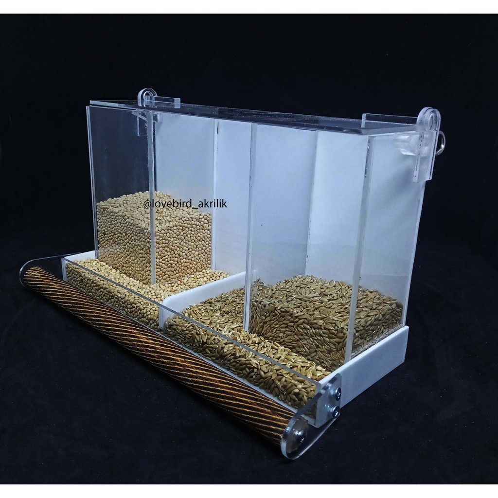 Dispenser Milet, Dispenser Pakan, Dispenser pakan akrilik, box container pakan, wadah pakan burung