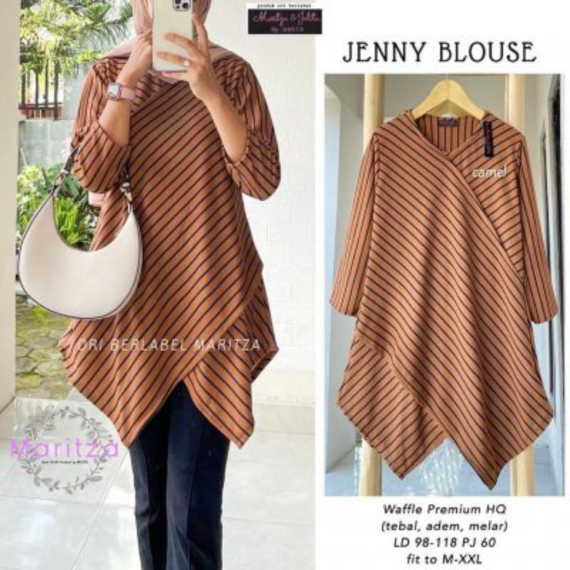Baju Atasan Wanita Dewasa Remaja Ibu Kerja Modern Terbaru Jenny Blouse Tunik Wafle Premium Kekinian