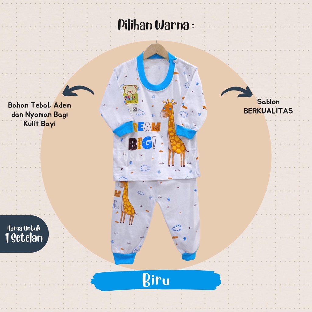 Setelan Baju Bayi Panjang 3 - 12 Bulan merk SNI BOLO - BOLO motif DREAM BIG