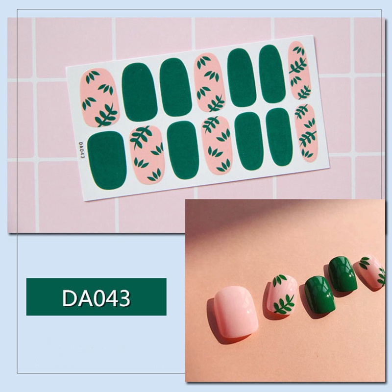 Da041-060 14pcs / Lembar Stiker Kuku Palsu 3d Untuk Nail Art Diy