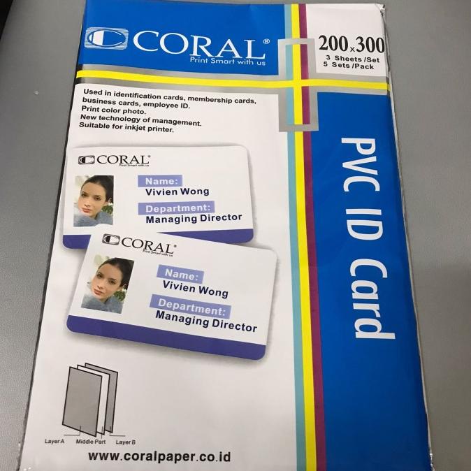 

%$%$%$%$] Coral PVC ID Card 200x300 5 sets per pack kertas PVC ID Card Coral