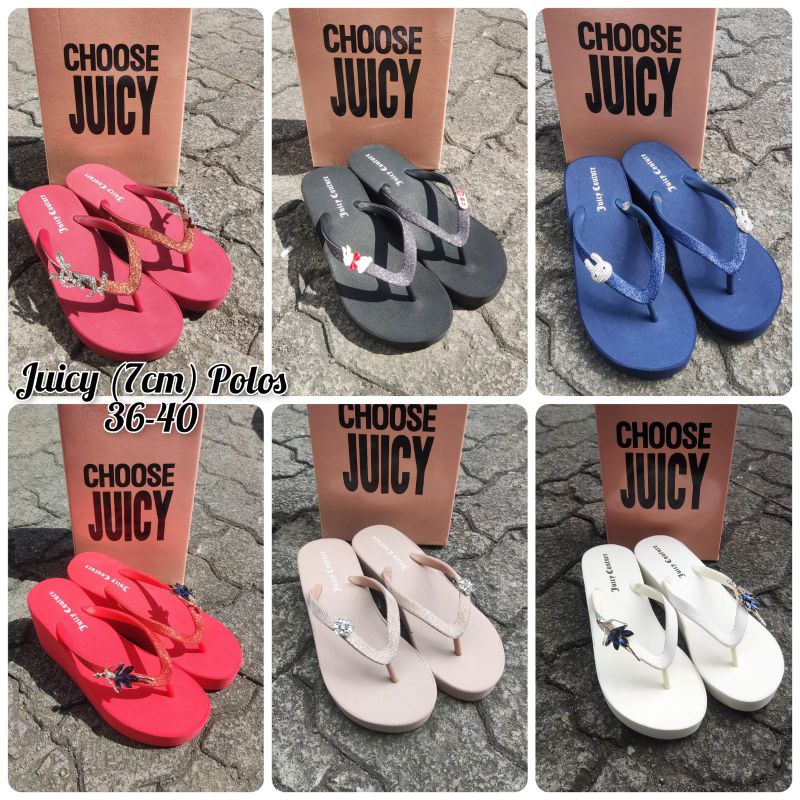 Sandal juicy wedges 7 cm gliters / lengkap box