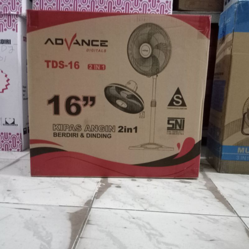 Advance Kipas Angin 16&quot; Berdiri Dinding 2in1 Stainless Besi TDS-16