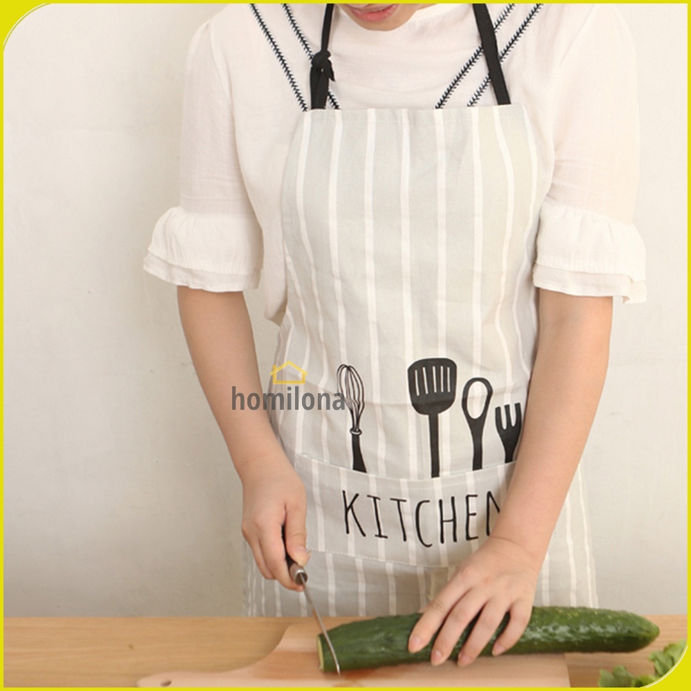 Celemek Apron Dapur Pria Wanit Model Kantung - Aihogard JJ4115 - Black