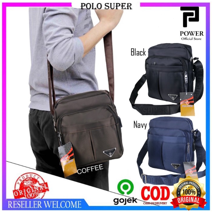 Polo Power 007S Sling bag Import Tas Selempang Pria Tas Polo Original - Cokelat