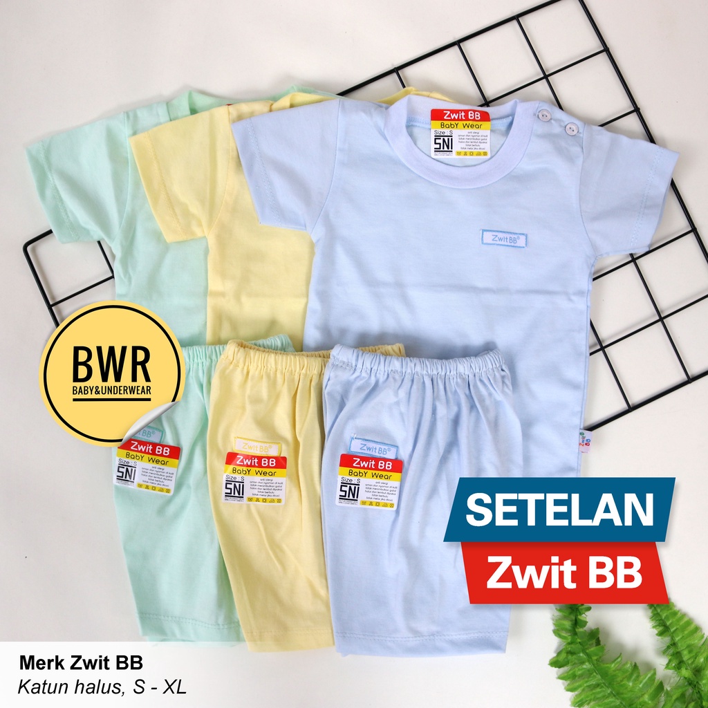 [ 3pc ] Setelan Zwit BB PENDEK Warna POLOS | Pakaian Anak Kaos Pendek + Celana Pendek || Bwr