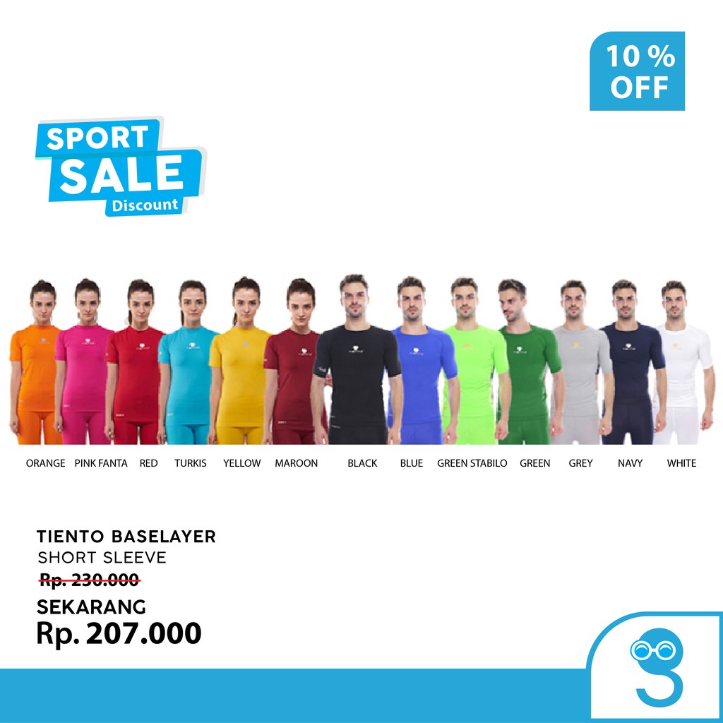 Tiento Baselayer Manset  Baju  Kaos Ketat Lengan  Pendek  