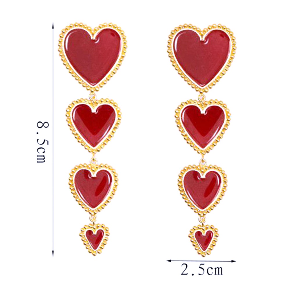 Hu Hu Hu Hu Hu Alat Bantu Pasang Kacamata♡ Anting Tusuk Gantung Statement Wanita Desain Hati Ganda Untuk Pesta