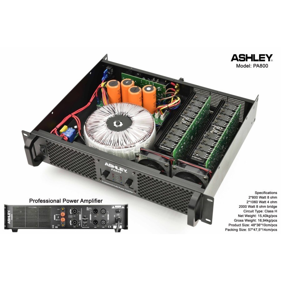 power amplifier profesional ashley pa800 pa 800 class H