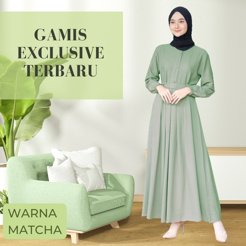 Gamis Polos Matcha Bahan Moscrepe Adem Lembut Kekinian Premium Terbaru 2023 Gamis Rabbani Jumbo Rema